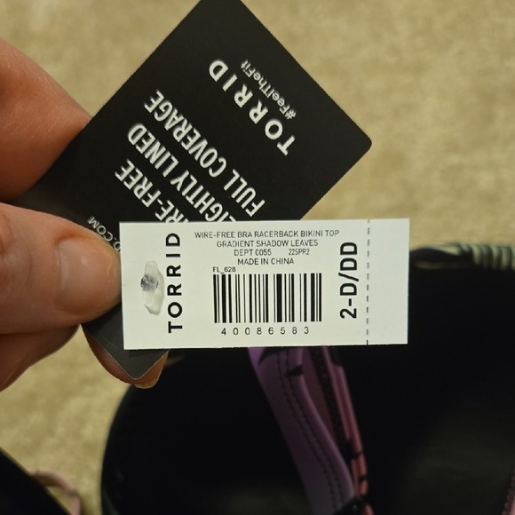 TORRID Wire-Free Bra Racerback Bikini Top Size 2/DD - Picture 7 of 7